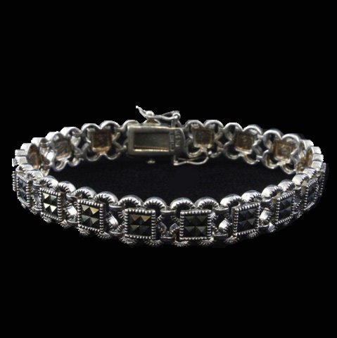 Sterling and Marcasite Bracelet: Est. $35 - 50 Sterling and Marcasite Bracelet. Weighs 21.9 grams. Marked ATI, 925, Thailand
