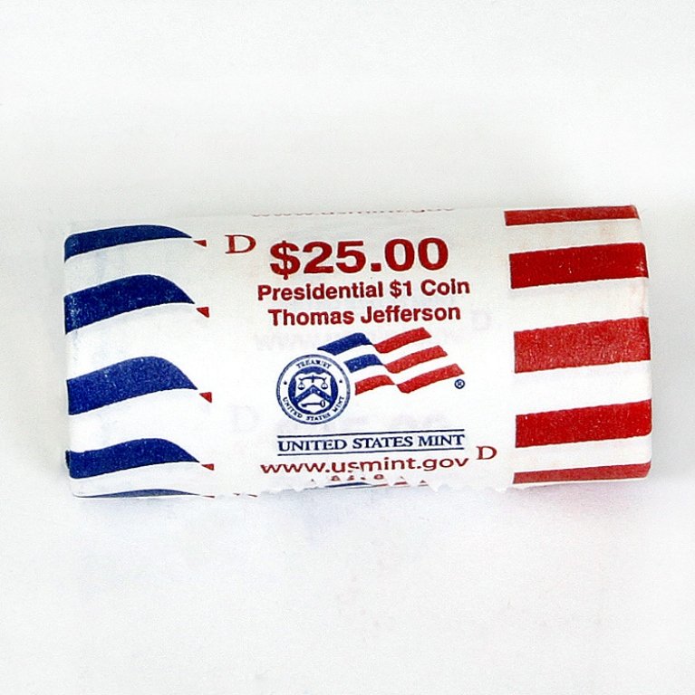 2007 Thomas Jefferson $1-25 roll: Est. $40 - 50 2007 Thomas Jefferson $1-25 roll.