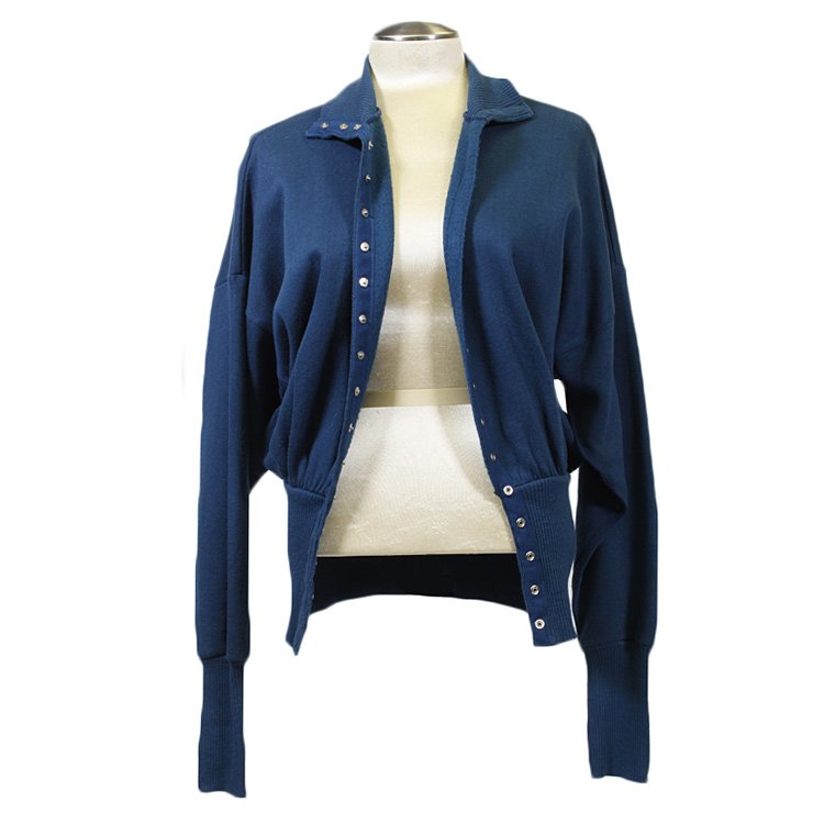 1980s Norma Kamali Jacket: Est. $30 - 65 1980s Norma Kamali 1980s Jacket. Blue Knit Jacket. Bust: up to 42”, Waist-28”, Bat wing sleeves, Good Condition.