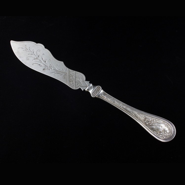 John Wendt Bird Pattern Sterling Master Butter Knife: Est. $80 - 120 John Wendt Bird Pattern Sterling Master Butter Knife . Weighs 1.34 ozt. Engraved blade in the Japanese style. Measures 7.5 inches.