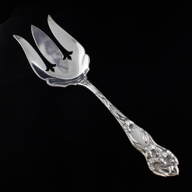 Watson Lily Sterling Serving Fork: Est. $160 - 240 Watson Lily Sterling Serving Fork. Weighs 3.58 ozt. Measures 8.75 inches.