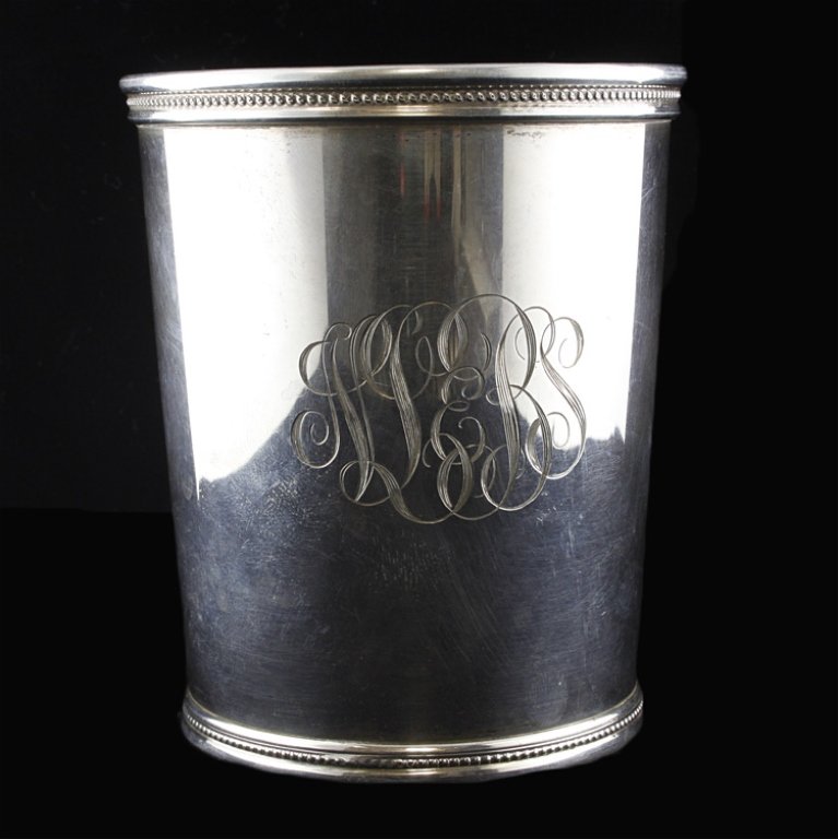 Sterling Mint Julip Cup by Trees: Est. $280 - 420 Sterling Mint Julip Cup by Trees . Weighs 5.4 ozt. Measures 3.75 inches.