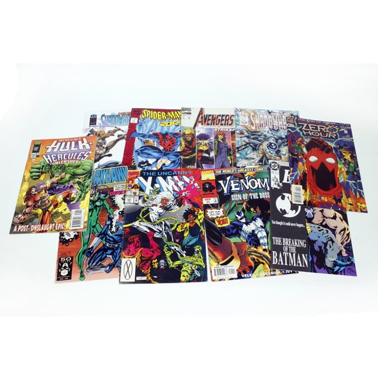Lot of Vintage Comics: Est. $10 - 20 Lot of Vintage Comics. The New Shadowhawk (3), Avengers Strikefile, Spider-man 2099, The New Shadowhawk (4), Zero Hour Crisis in Time, Venom Sign of the Boss, The Incredible Hulk-Hercule