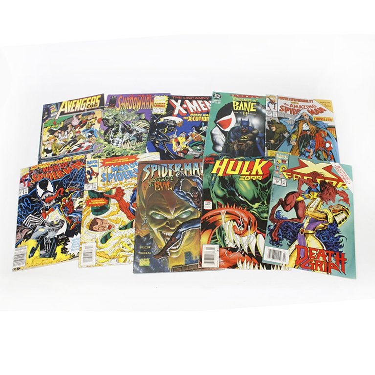 Lot of Vintage Comics: Est. $10 - 20 Lot of Vintage Comics. X-Factor Death Grip, Hulk 2099, Spider-man Legacy of Evil, Web of Spider-man guest starring Sandman and Quicksand, Spirits of Venom Web of Spider-man part 1, Power