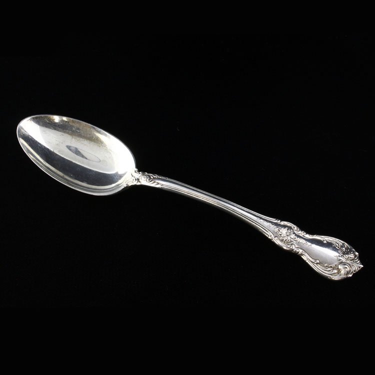 Towle Old Master Teaspoon: Est. $ 30-60 Towle Old Master Teaspoon. Weighs .97 ozt. Measures 6 inches.