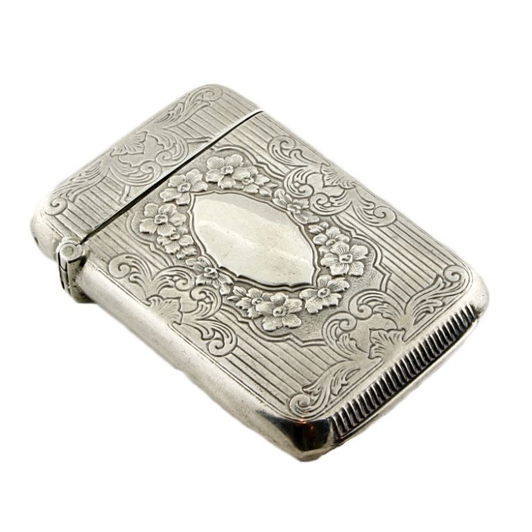 Webster Match Safe: Est. $50 - 100 Webster Match Safe. Weighs .78 ozt. Measures 2.5" tall by 1.75" wide. Marked Webster, Sterling. Gold wash interior.