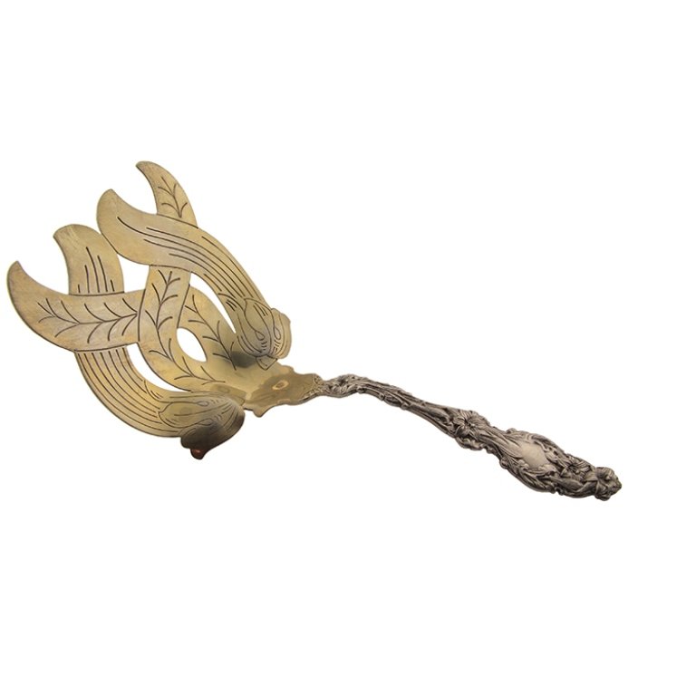 Large Whiting Lily Handled Casserole Server Unique: Est. $180 - 250 Large Whiting Lily Handled Casserole Server. Weighs 5.53 ozt. Measures 9.5" long. Marked Whiting,Sterling. Handle is from a Whiting Lily patterned piece. Bowling is marked sterling sil