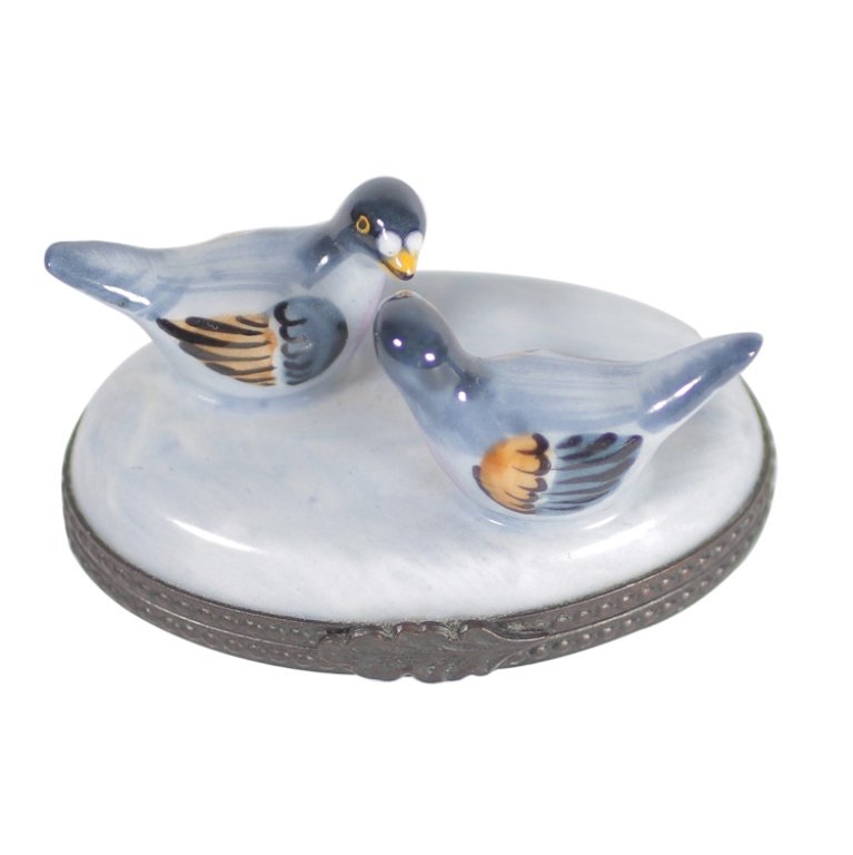Miniature Birds Limoges France Trinket Box: Est. $50 - 100 Miniature Birds Limoges France Trinket Box. Marked Limoges France MC Peint Main. Bird trinket box is 1 1/4 x 2 1/4 x 1 1/2".