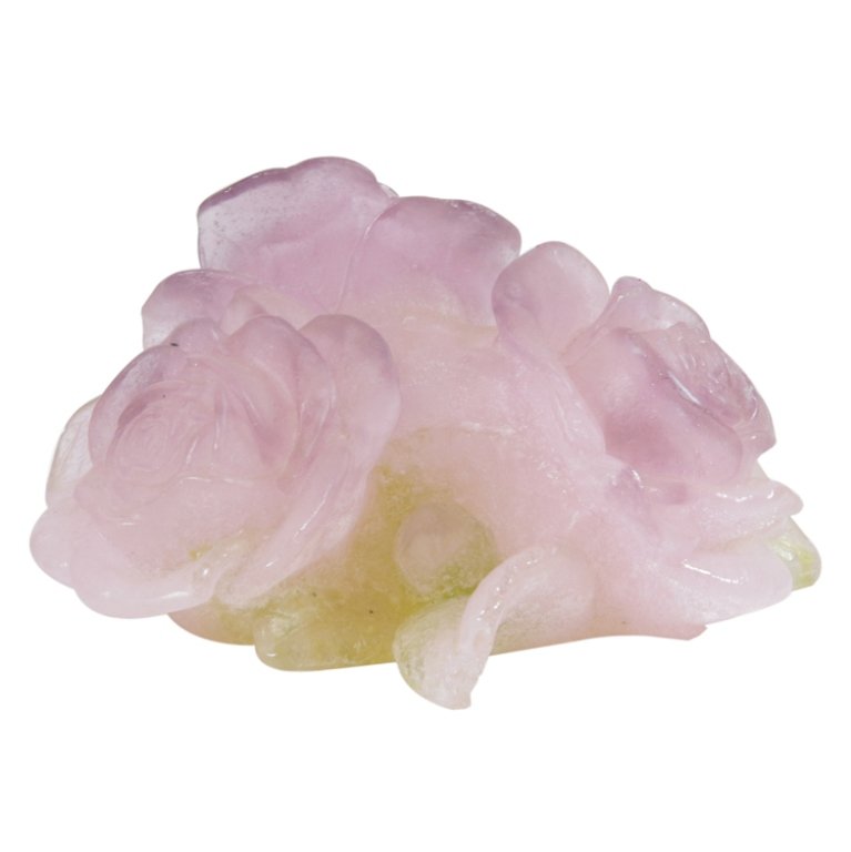 Daum France Rose Candle Holder: Est. $300 - 500 Daum France Rose Candle Holder. Measure 3.75" across by 2.25" tall. Signed Daum France