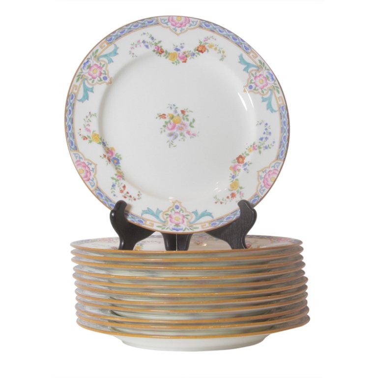 Mintons England China Set of 11: Est. $100-200Mintons England China Set of 11. 11" diameter. Also stamped W T. M James and Sons. Kansas City. Third party shipping.