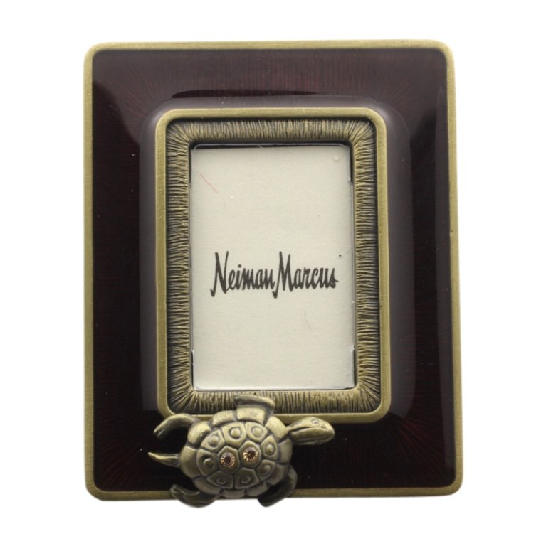 Jaye Strongwater Picture Frame: Est. $50 - 100 Jaye Strongwater Picture Frame. Enamel picture frame or clip with turtle is approx. 2 x 1 3/4", marked Jay Strongewater.