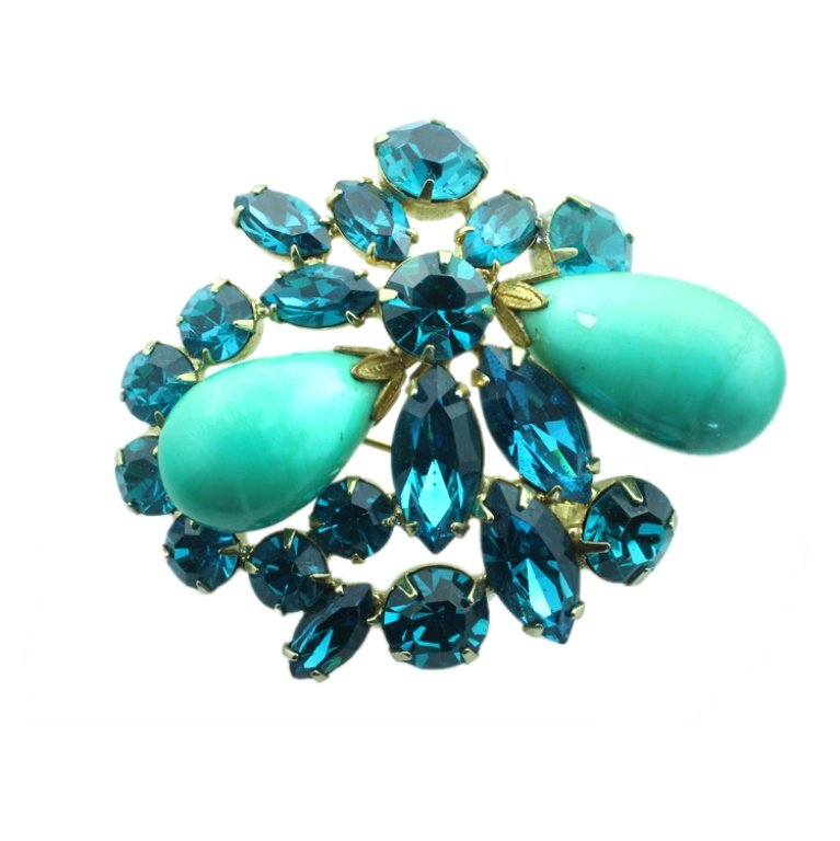 Regency Rhinestone Bead Pin Brooch (1 of 2)