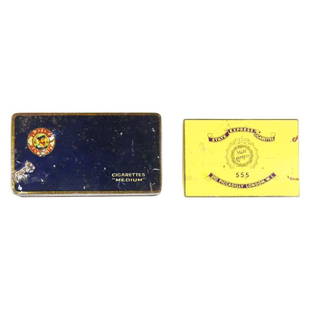 Cigarette Tins: Est. $ 30 - 50 Cigarette Tins State Express Cigarette tin, Players Navy Cut Medium cigarette tin.