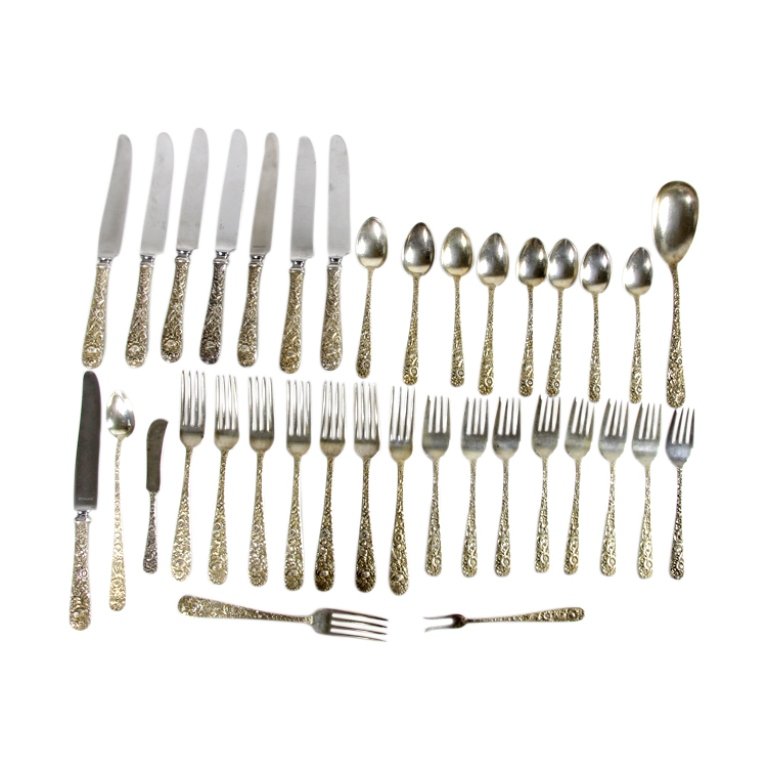 36 Piece Kirk and Sons Repousse Flatware Set (1 of 2)