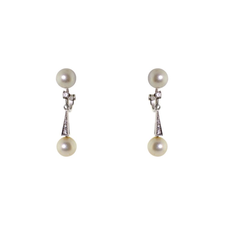 14k Pearl & Diamond Earrings (1 of 1)