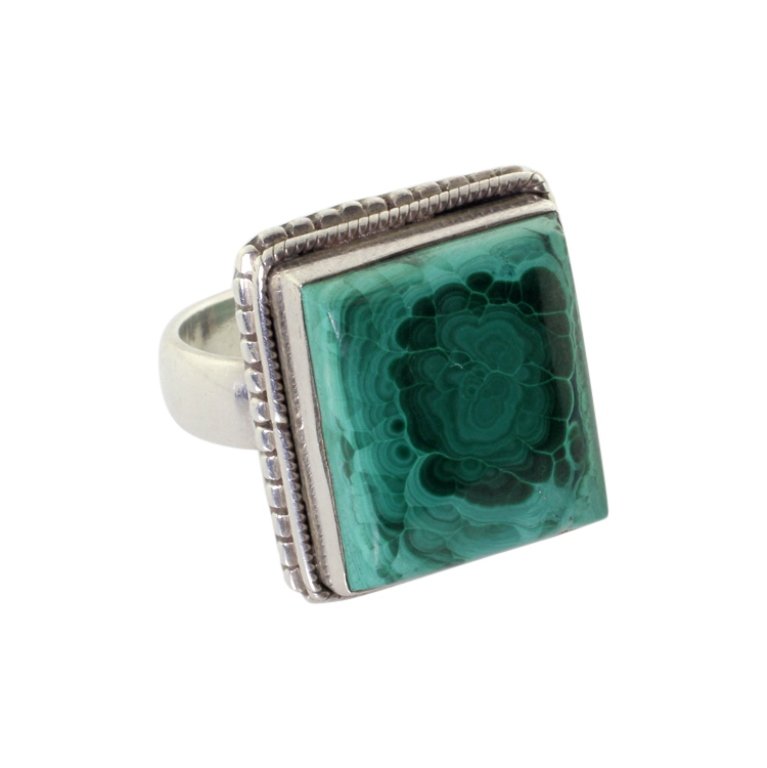 Southwest Style Malachite Ring in Sterling (1 of 4)