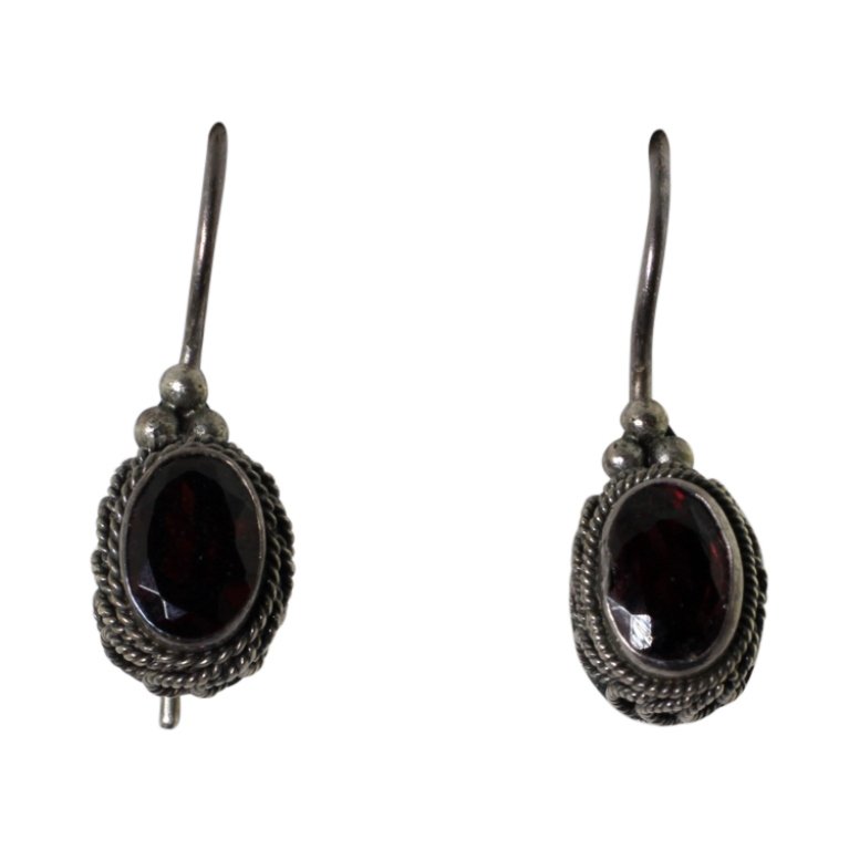 Sterling and Garnet Dangle Earrings (1 of 1)
