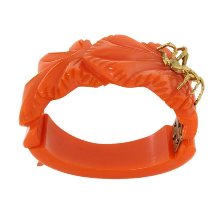 Vintage Carved Hinged Bangle Bracelet (1 of 2)