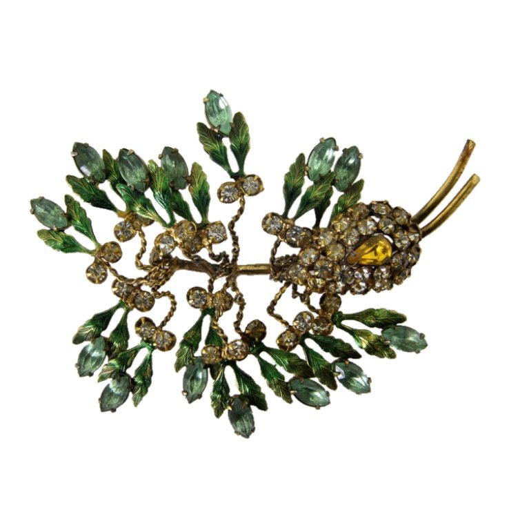 Vintage Gemstone & Floral Brooch (1 of 2)