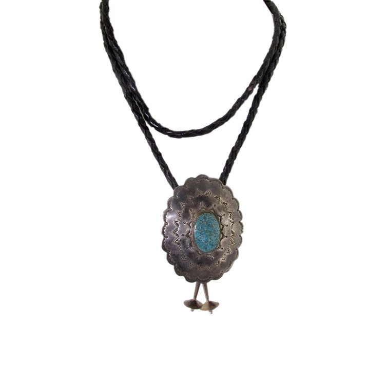 Vintage Sterling Bolo Tie with Turquoise (1 of 2)
