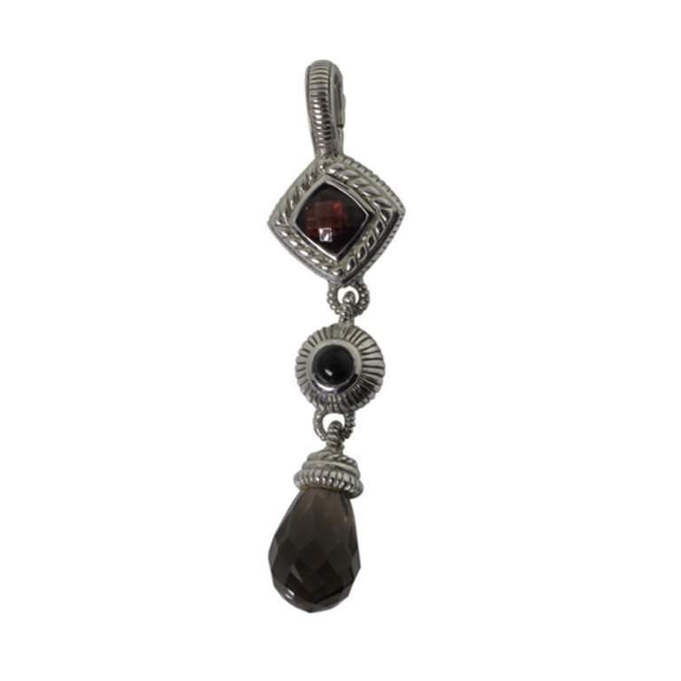 Judith Ripka Gemstone Dangle Pendant: Est. $ 20 - 40 Judith Ripka Gemstone Dangle Pendant. Weighs 9.6 grams. Marked Judith Ripka, 925, CZ, Thailand. Measures 2.25 inches long.
