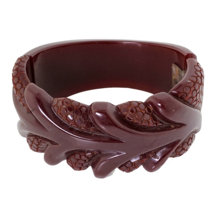 Vintage Carved Floral Bakelite Bracelet (1 of 3)