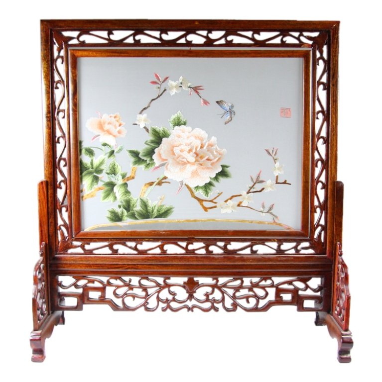 Chinese Silk Tabletop Screen (1 of 3)