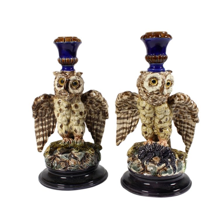 Pair of Ceramic Owl Candle Holders (1 of 3)