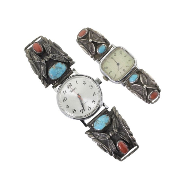 Pair of Native American Sterling Watch Band (1 of 2)