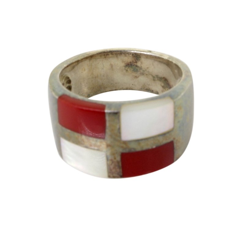 Gemstone and Mother of Pearl Sterling Ring (1 of 2)