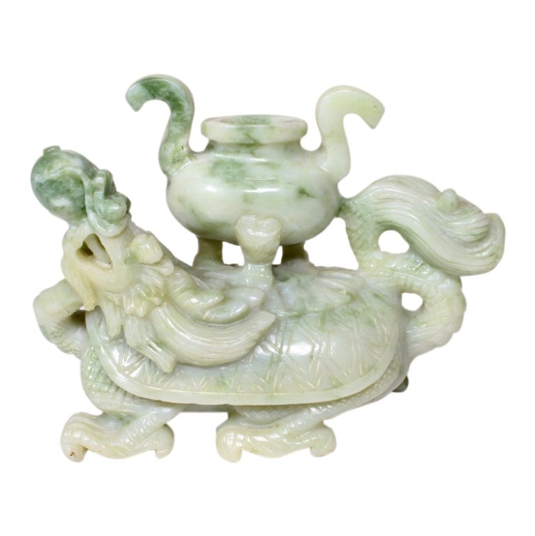 Jadeite Dragon with Tortoise Shell Sculpture (1 of 3)
