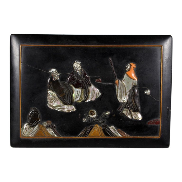 Black Lacquer Box with Inlay (1 of 3)