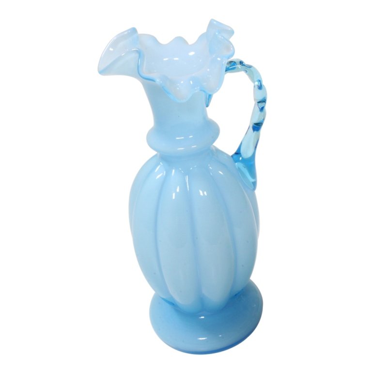 Fenton Style Blue Overlay Pitcher (1 of 2)