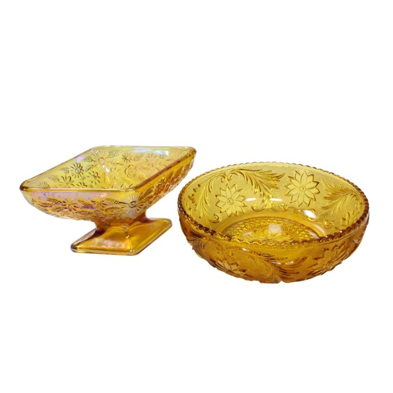 Amber Colored Glass Candy Dishes (1 of 4)
