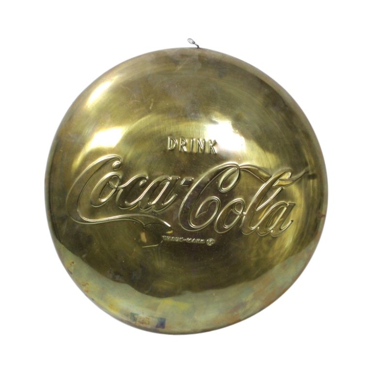 Gold Drink Coca Cola Tacker Type Sign (1 of 2)