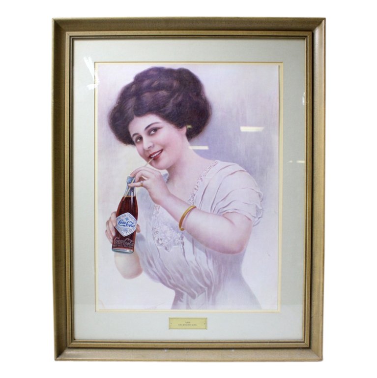 Framed Coca Cola 1909 Calendar Girl Print (1 of 3)