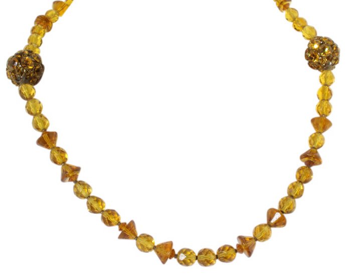 Miriam Haskell Glass Bead Rhinestone Ball Necklace (1 of 3)