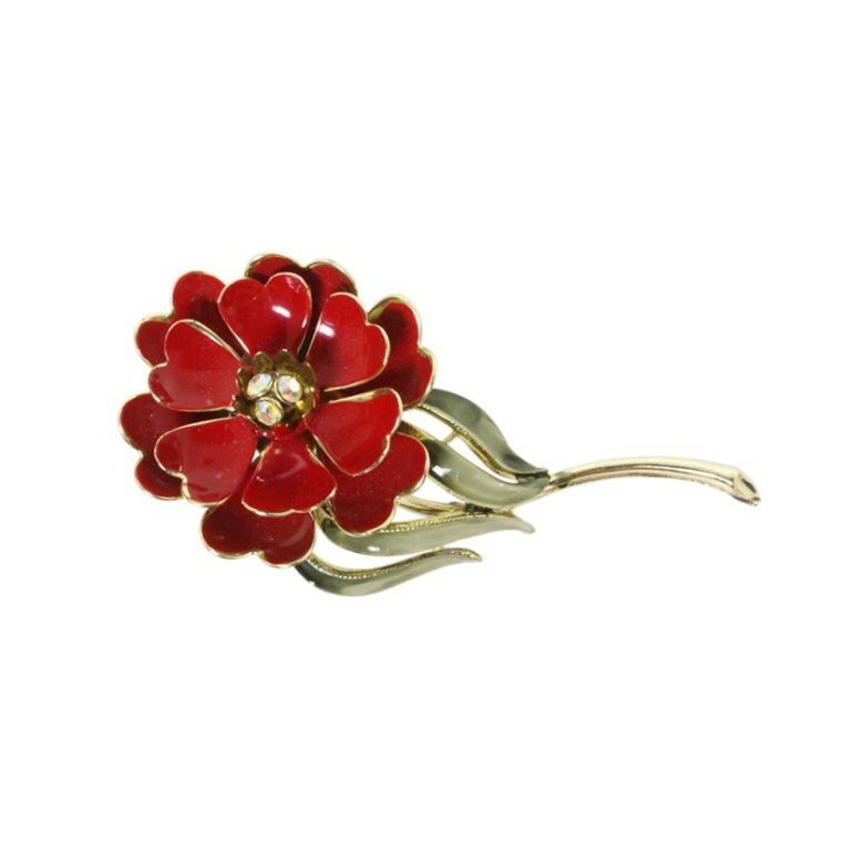Coro Rhinestone and Enameled Floral Brooch (1 of 3)