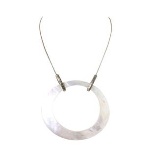 Vintage Kenneth Cole Mother of Pearl: Est. $ 20 - 40 Vintage Kenneth Cole Mother of Pearl. Gold tone chain with mother of pearl pendant. 3 inch diameter. Marked Kenneth Cole, New York.