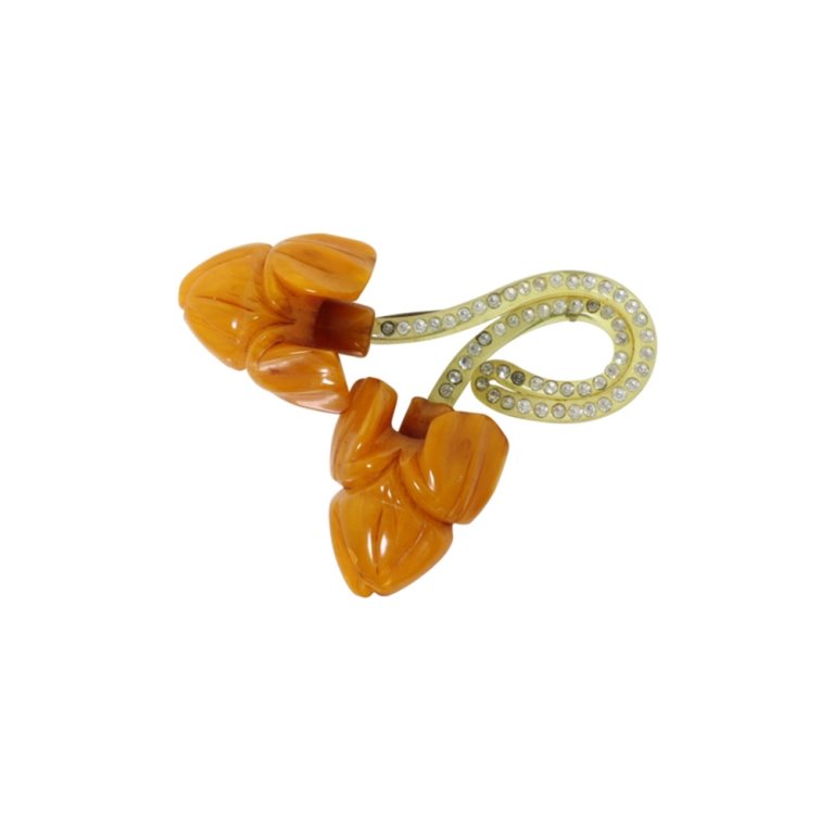 Vintage Bakelite & Plastic Floral Brooch Pin (1 of 2)