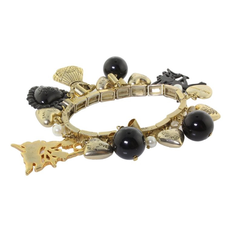 Betsey Johnson Black and Gold Charm Bracelet (1 of 2)