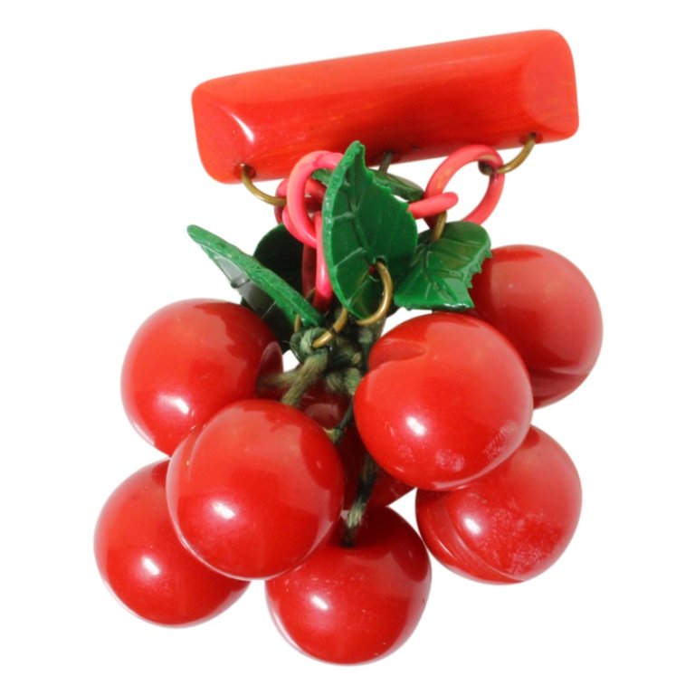 Vintage Bakelite Cherry Brooch Pin (1 of 2)