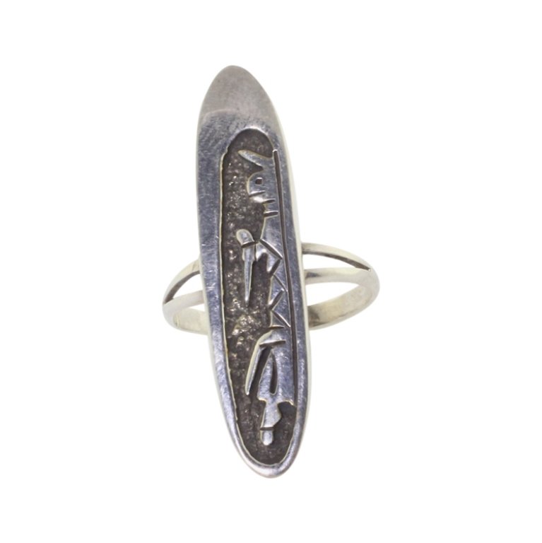 Native American Sterling Ring: Est. $ 20 - 30 Native American Sterling Ring. Weighs 3.1 grams. Size 6. Signed JB, Sterling.