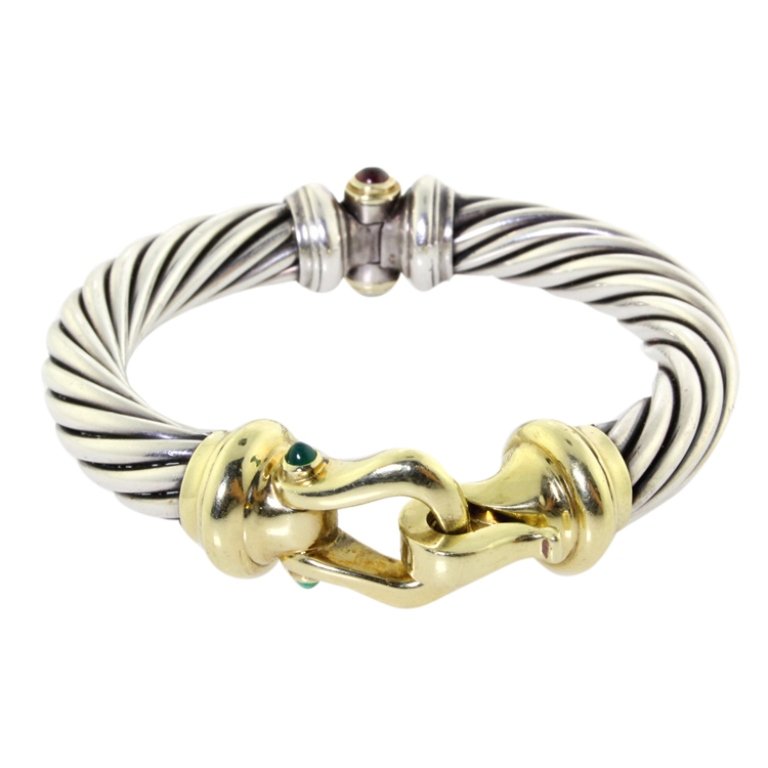 David Yurman 14k and Sterling Cable Hinged Bangle (1 of 3)