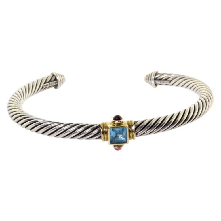David Yurman 14k and Sterling Cable Bangle (1 of 4)