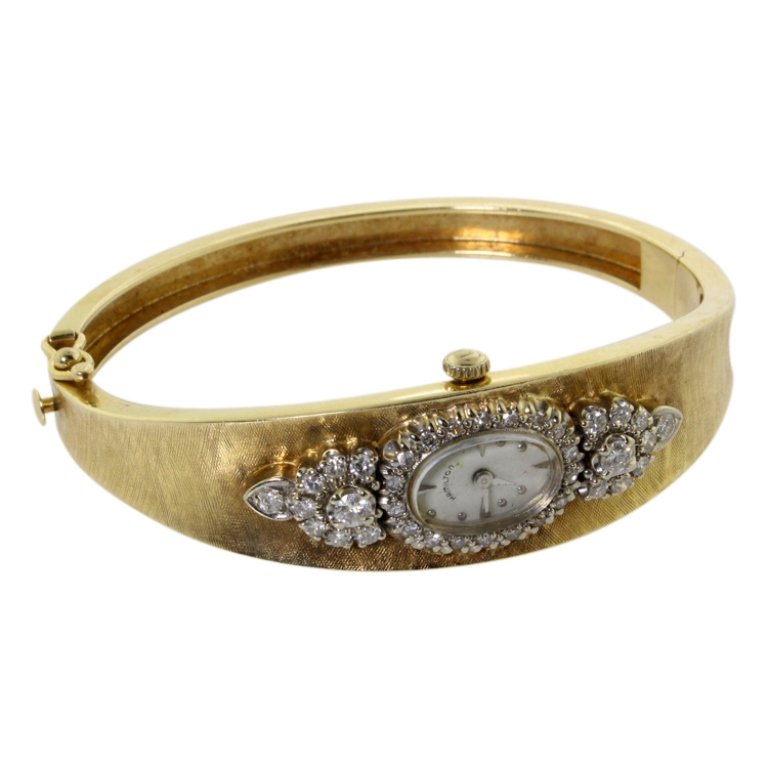 Diamond and 14k Gold Bangle Watch (1 of 2)