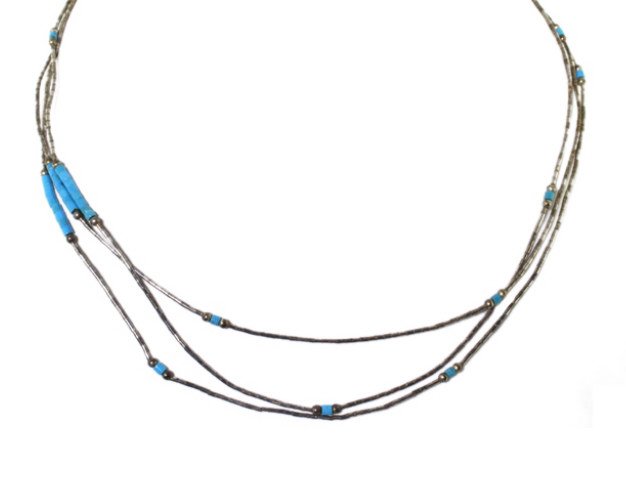 Triple Strand Sterling Turquoise Necklace (1 of 2)