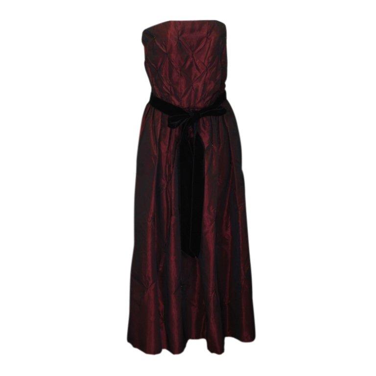 Morton Myles New York Dress: Est. $ 20 - 40 Morton Myles New York Dress. Marked Morton Myles New York, size 12. Unknown material. Strapless with back zipper. Bust is 32 and length is 45 inches.