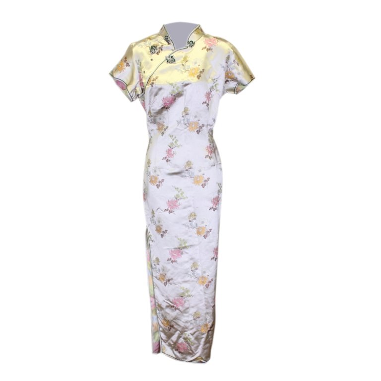 Vintage Solz Squirrel Ladies Chinese Dress: Est. $ 50 - 75 Vintage Solz Squirrel Ladies Chinese Dress. Marked Solz Squirrel Hanszhou China. Unknown fabric. Size 40. Side zipper. Bust 37, hips 41 and length is 54 inches. Good condition.