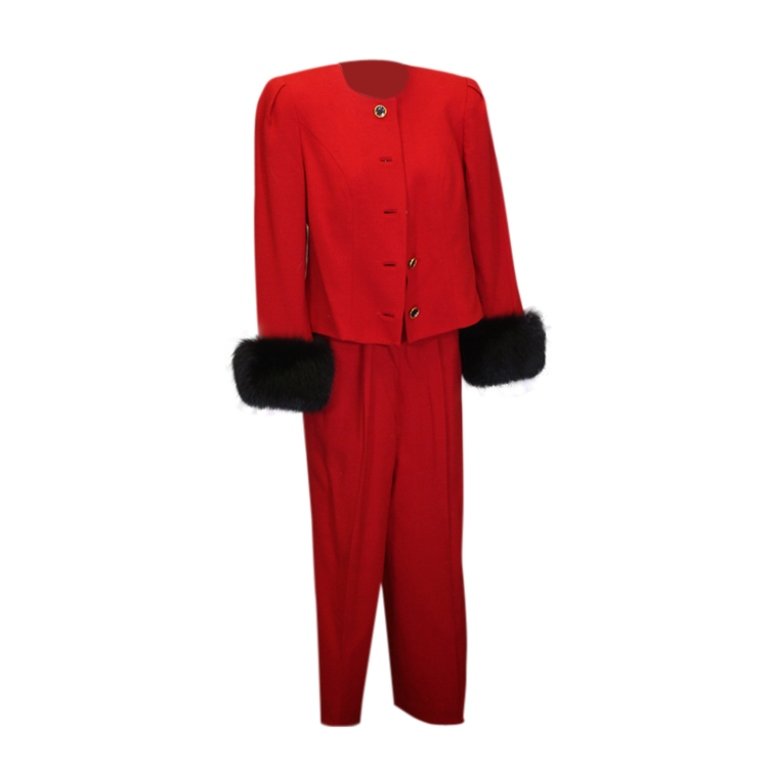 Lilli Ann Short Jacket & Pant Suit with Fur (1 of 2)